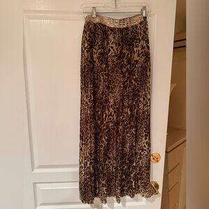 Matilda Animal Print Pleated Maxi Skirt with Sequence Waist.Gorgeous